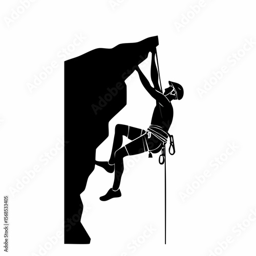 Rock climbing silhouette Vector Images isolated on white background.