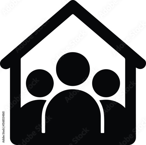 Silhouette family inside house icon real estate insurance Vector illustration