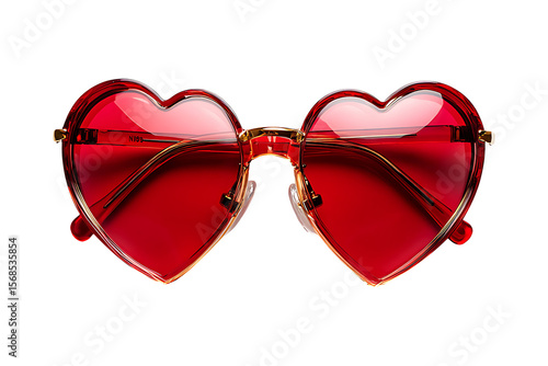 Red heart eye glasses isolated on a transparent background