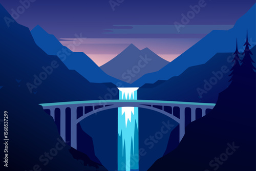 Long Exposure Photo Of Multnomah Falls At Twilight