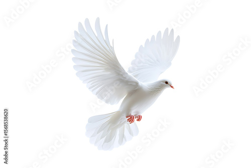 white dove flying isolated on a transparent background