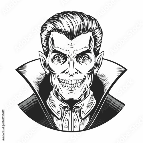Spooky Vampire Sharp image vector isolated on white background.