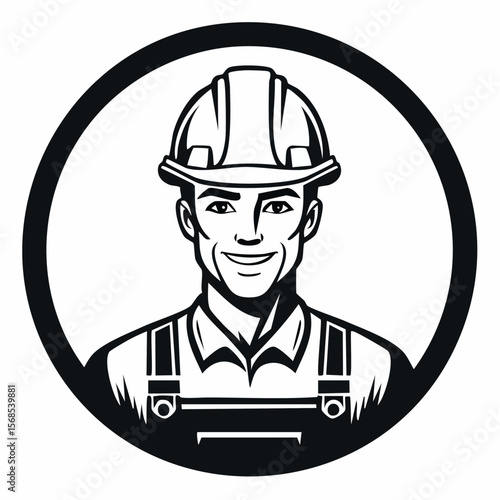 Handsome Construction Worker Image Vector. Stylized Construction Worker Image Illustrations.