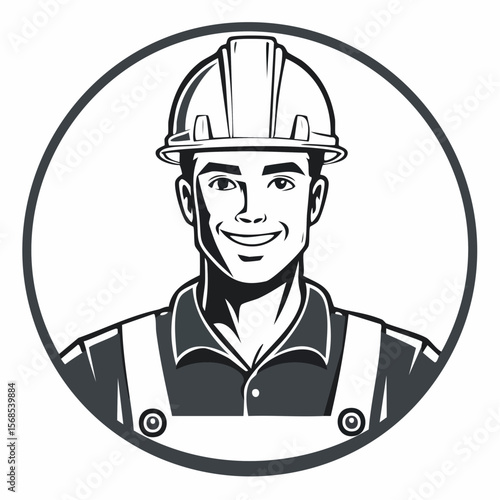 Handsome Construction Worker Image Vector. Stylized Construction Worker Image Illustrations.