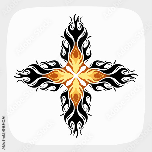 Silhouette Fire Cross Image Vector. Fire Cross Illustration isolated on white background.