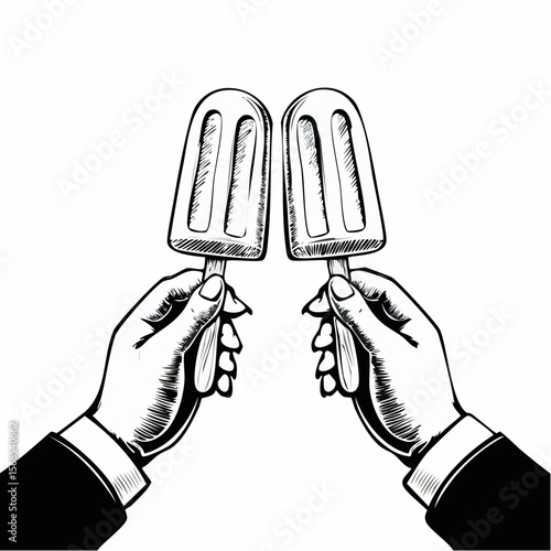 Two Hand Holding Popsicle Images vector Isolated on white Background.