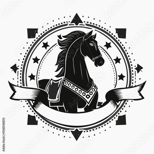 Black and white Knight Horse Vector. Knight Horse Logo Design Knight Horse Stock Vector.