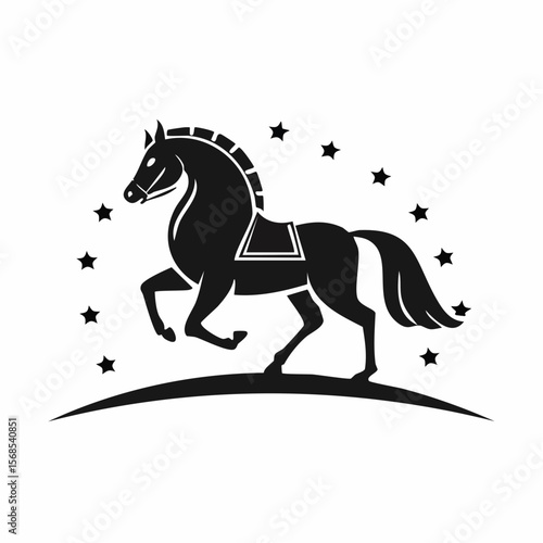 Black and white Knight Horse Vector. Knight Horse Logo Design Knight Horse Stock Vector.