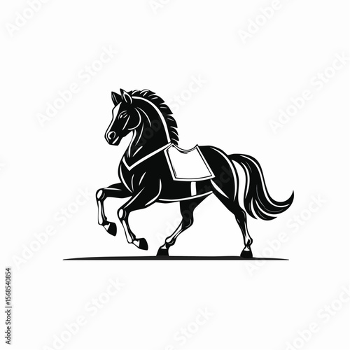 Black and white Knight Horse Vector. Knight Horse Logo Design Knight Horse Stock Vector.