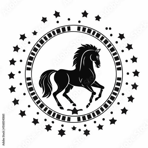 Black and white Knight Horse Vector. Knight Horse Logo Design Knight Horse Stock Vector.