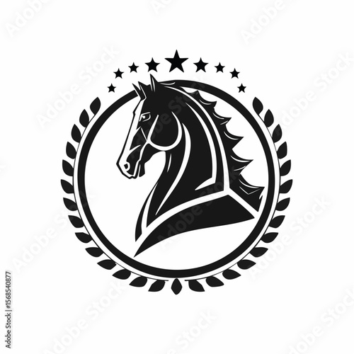 Black and white Knight Horse Vector. Knight Horse Logo Design Knight Horse Stock Vector.