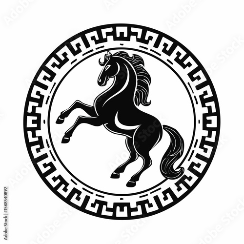 Black and white Knight Horse Vector. Knight Horse Logo Design Knight Horse Stock Vector.