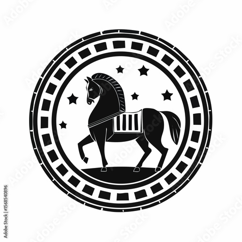 Black and white Knight Horse Vector. Knight Horse Logo Design Knight Horse Stock Vector.