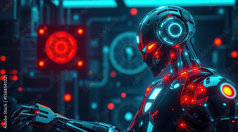 Obraz premium Futuristic Robot in Tech Lab.