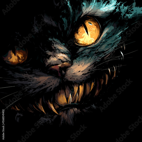 Scary Angry Evil Cat Vector Illustration
