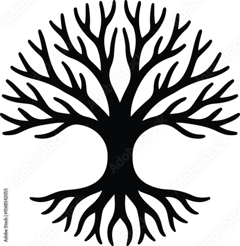 Silhouette tree of life minimalist black design Vector illustration