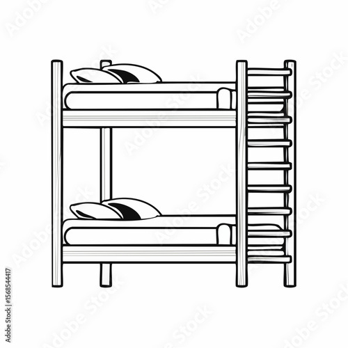 Wooden bunk bed with a ladder image vector isolated on white background.