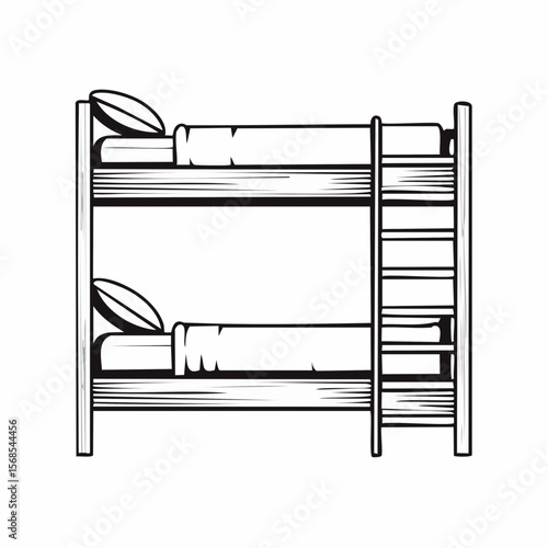 Wooden bunk bed with a ladder image vector isolated on white background.