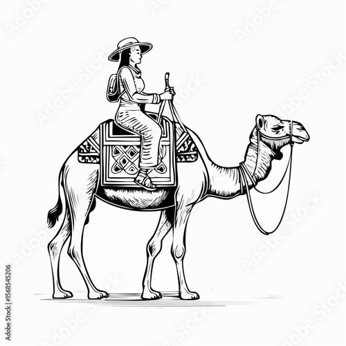Desert Traveler Camel Image Vector and Vector Art isolated on white background.