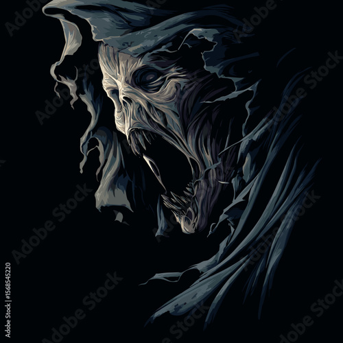 Vector Illustration Terrible death. Horror nightmare Concept
