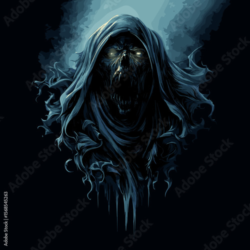 Vector Illustration Terrible death. Horror nightmare Concept
