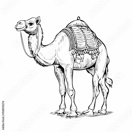 Desert Traveler Camel Image Vector and Vector Art isolated on white background.