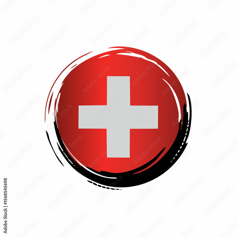 Fototapeta premium Swiss Flag Grunge Design Logo Vector isolated on white background.