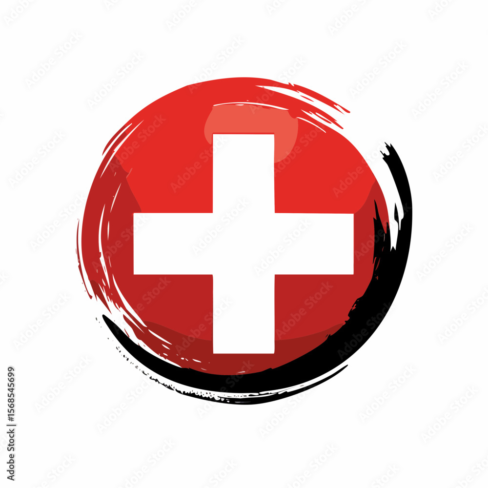 Obraz premium Swiss Flag Grunge Design Logo Vector isolated on white background.