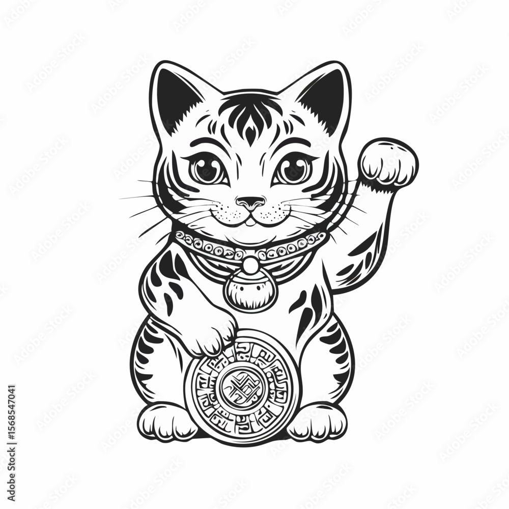 Obraz premium Chinese Lucky Cat Images Vector Isolated on white Background.
