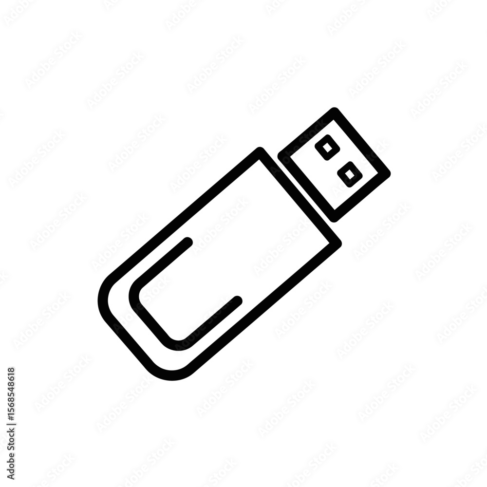 USB Flash Drive in Minimalist Line Art Style USB Flash Drive in Minimalist Line Art Style