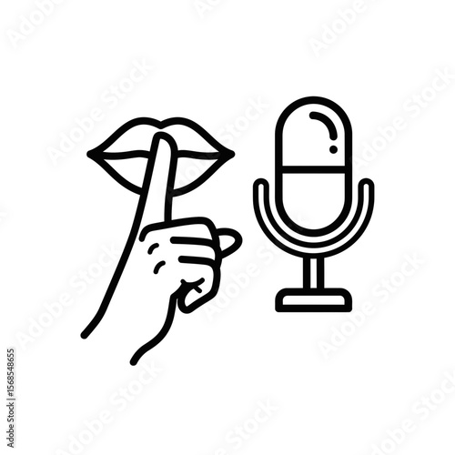 Silent Communication Gesture with Microphone Icon  