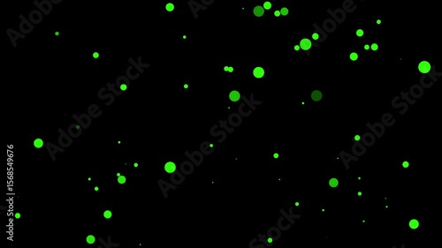 4K Green Particles Flowing Horizontal on Black Background Loop
