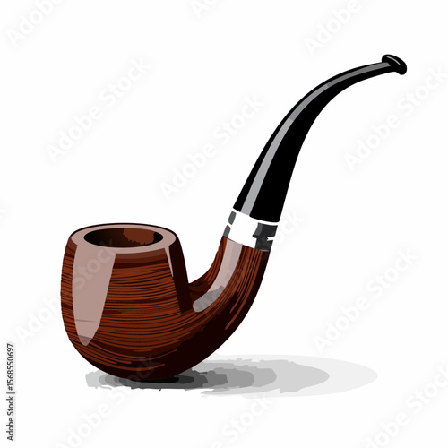 Smoking Pipe Images vector. Durable Wooden Wood Smoking Pipe Tobacco Cigarettes vector.