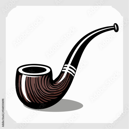 Smoking Pipe Images vector. Durable Wooden Wood Smoking Pipe Tobacco Cigarettes vector.