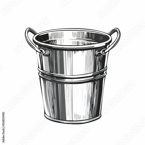 Rustic metal bucket Image Vector isolated on white background
