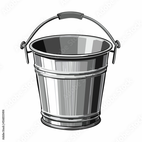 Rustic metal bucket Image Vector isolated on white background