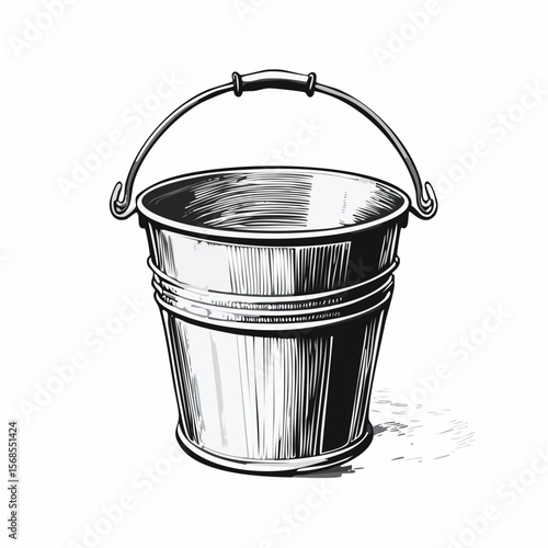 Rustic metal bucket Image Vector isolated on white background