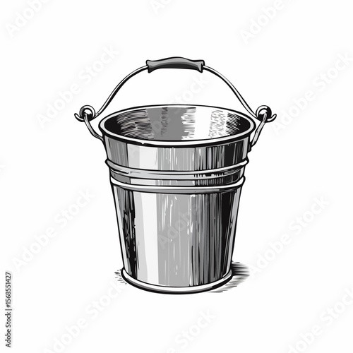 Rustic metal bucket Image Vector isolated on white background