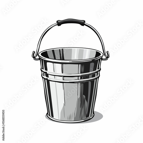 Rustic metal bucket Image Vector isolated on white background