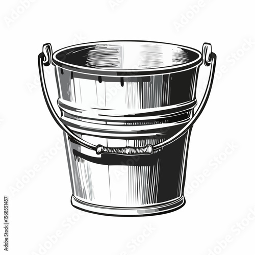 Rustic metal bucket Image Vector isolated on white background