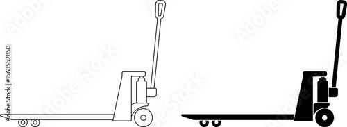 side view manual pallet jack icon set