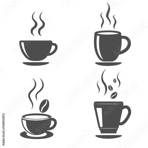 coffee cup silhouette set