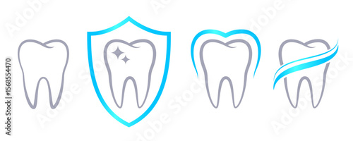 Tooth icon logo for oral health care. Vector tooth symbol for dental clinic, toothpaste, dental application, oral hygiene product, stomatology insurance, and dentist website