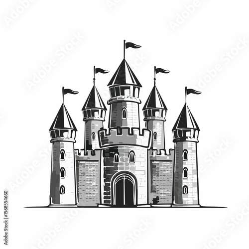 Medieval Castle Vector image. Medieval Castle Illustration on white background.