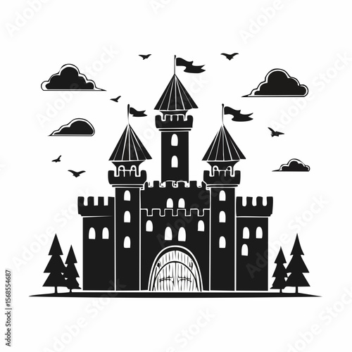 Medieval Castle Vector image. Medieval Castle Illustration on white background.