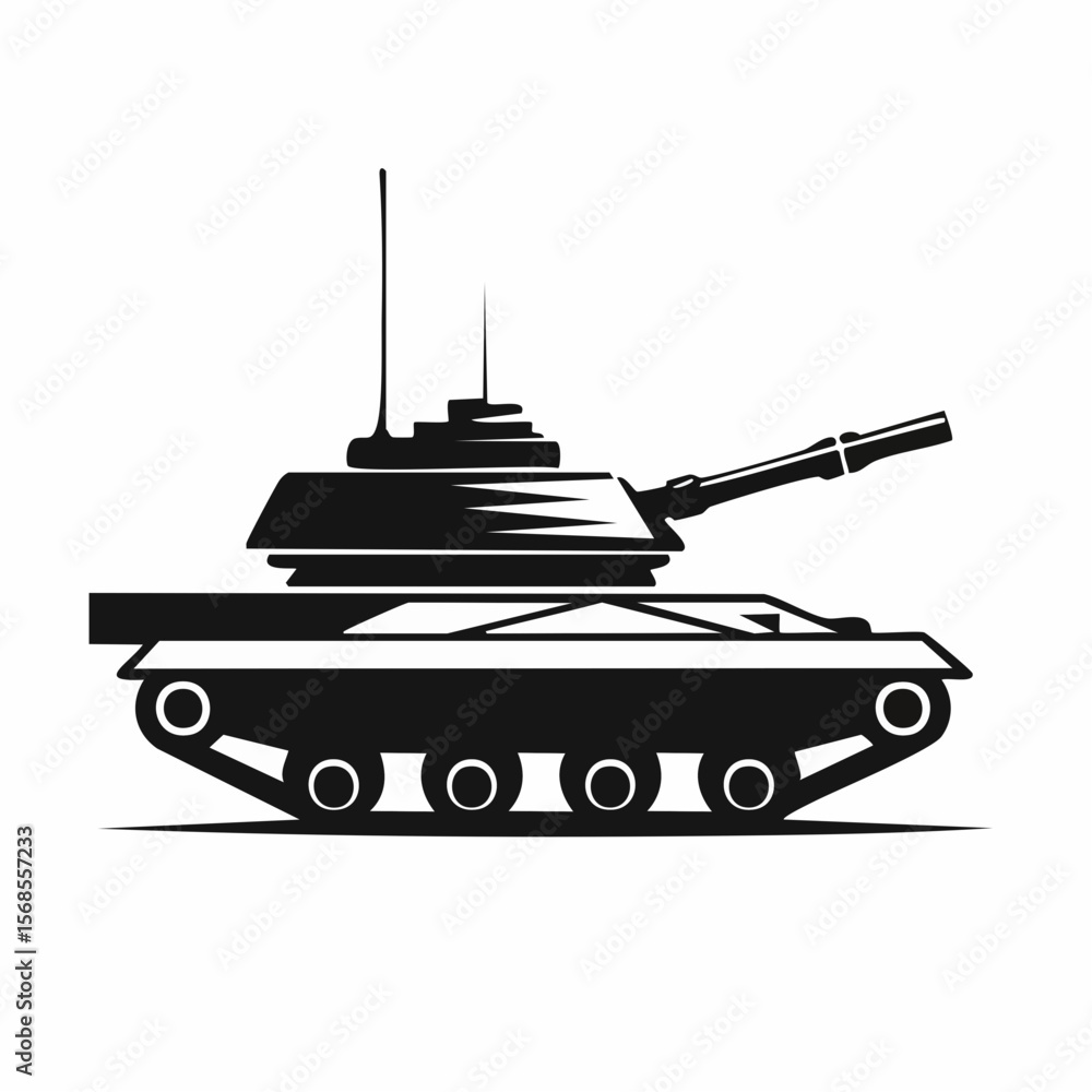 Fototapeta premium War Tank Vector. Black and white War Tank Vector on white background.