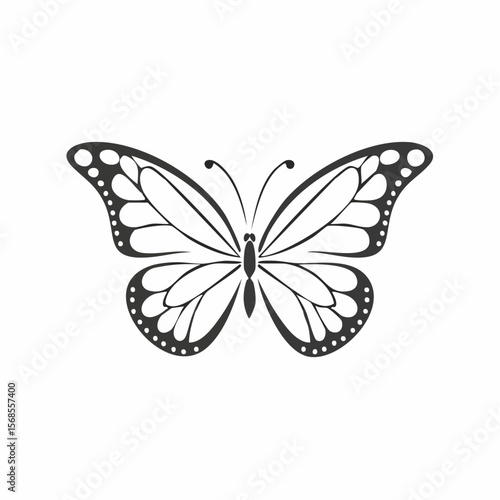 Butterfly Ribbon Silhouette Vector Art, Icons, and Graphics on white background.