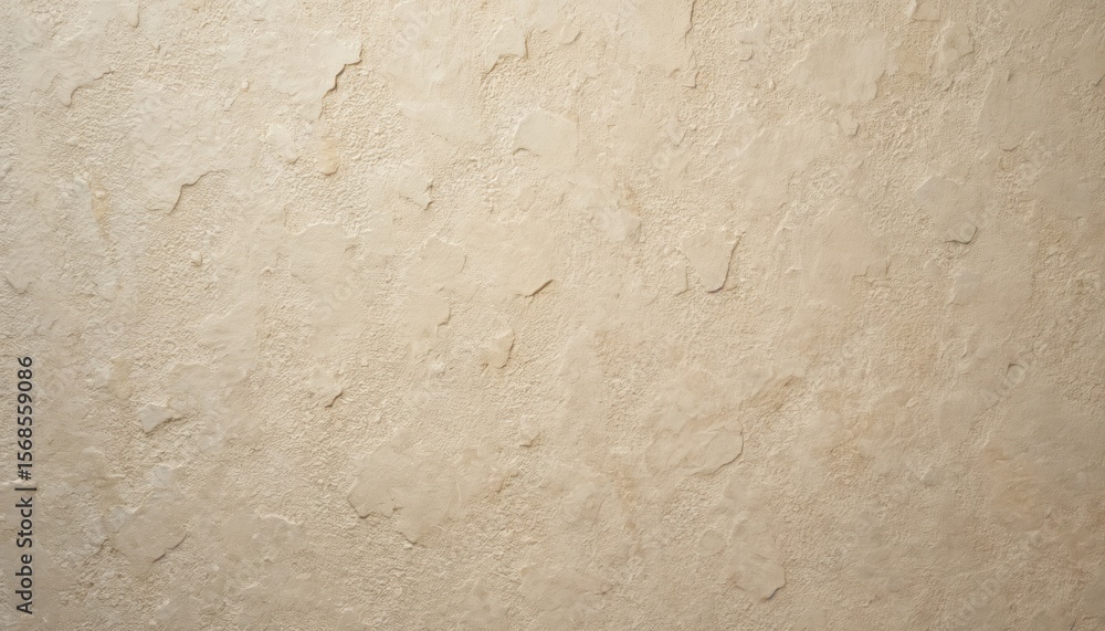 Fototapeta premium Textured cream beige wall surface with rough abstract pattern. Tan material resembles aged paper, concrete, or grunge wallpaper. Offers neutral background for design, construction, or vintage themes.