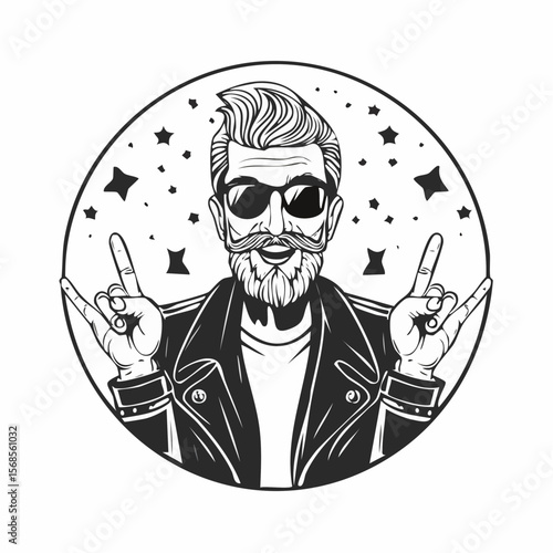 Rock And Roll Old Man Image vector. Rock and roll lifestyle Illustration on white background.