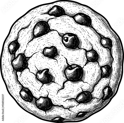 Hand-drawn cookie with engraving texture illustration hand-drawn style
